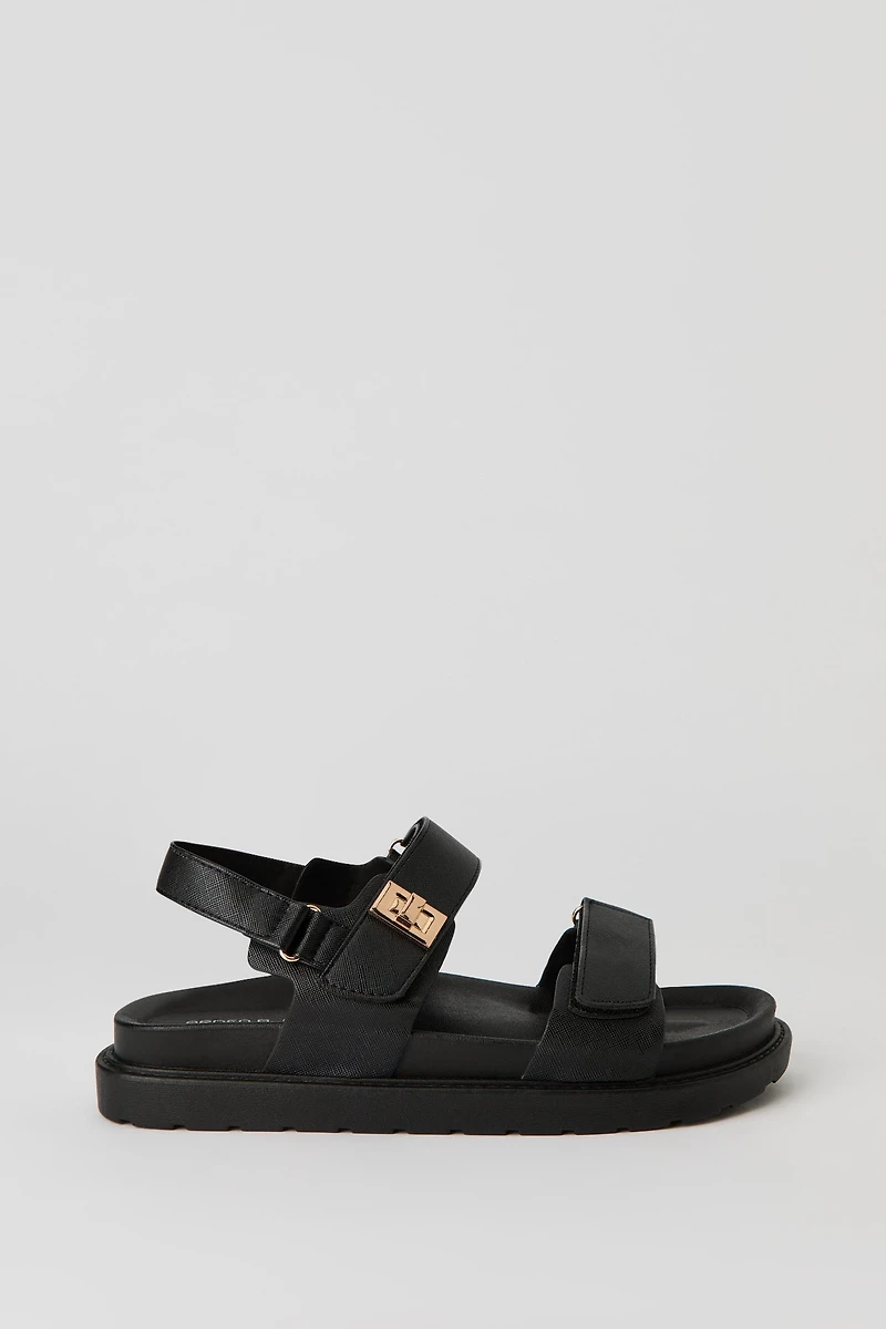 Faux Leather Flatform Sandal