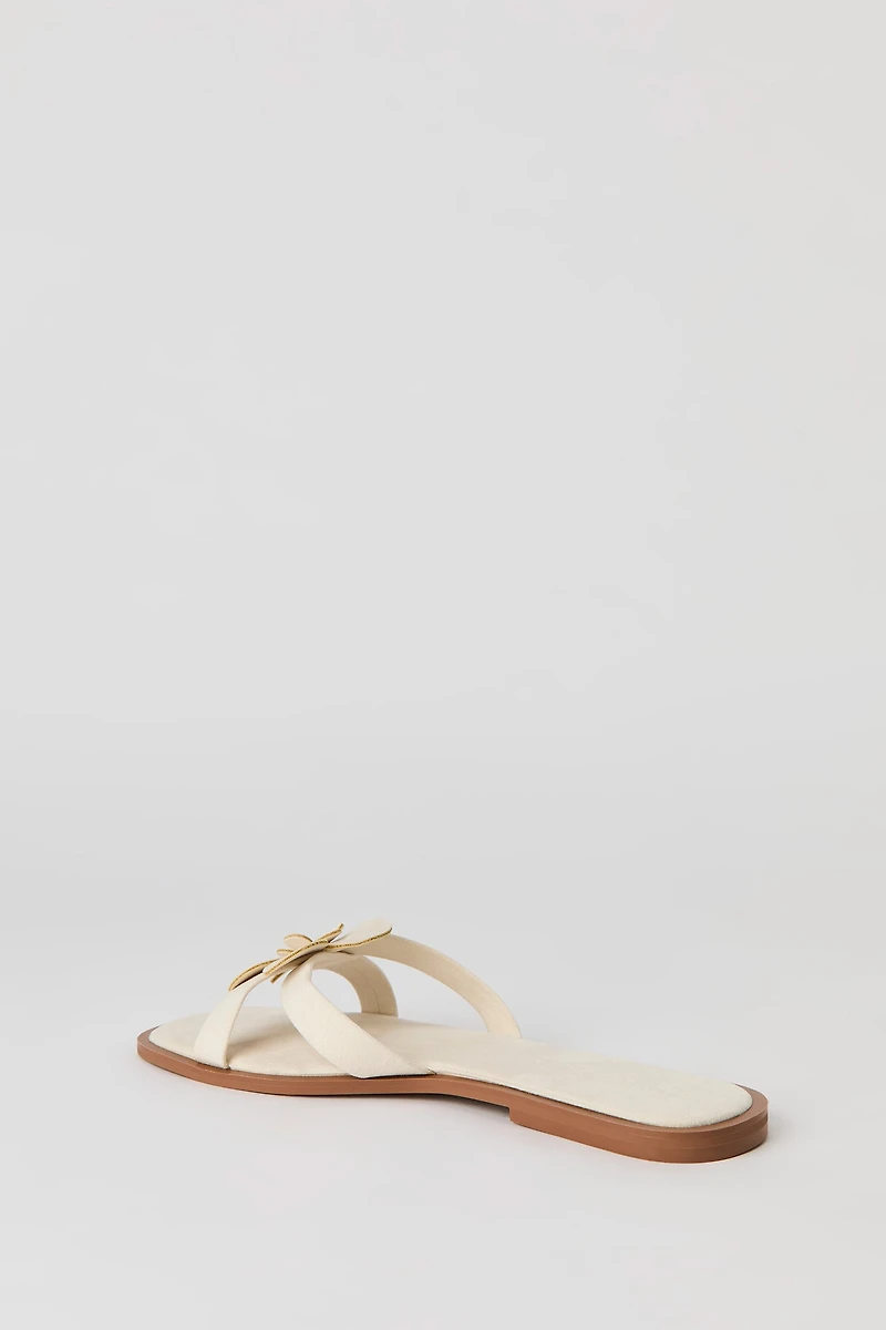 Sandales en similisuède avec fleur