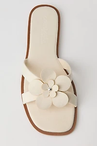 Faux Suede Flower Sandal