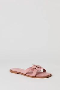 Faux Suede Flower Sandal