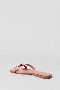 Faux Suede Flower Sandal