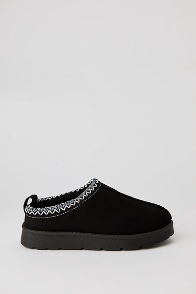 Faux Suede Embroidered Slipper Booties