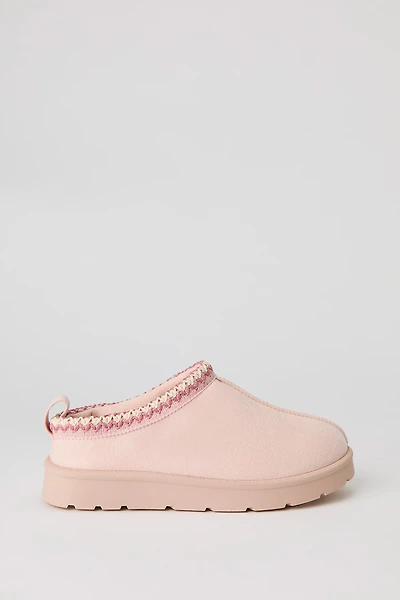 Faux Suede Embroidered Slipper Booties