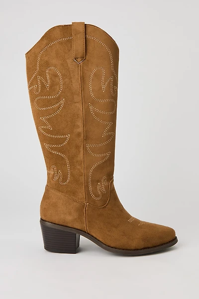 Faux Suede Cowboy Boot