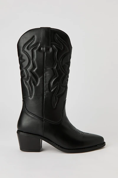 Faux Leather Cowboy Boot