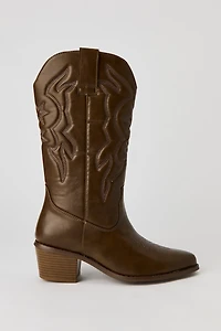Faux Leather Cowboy Boot