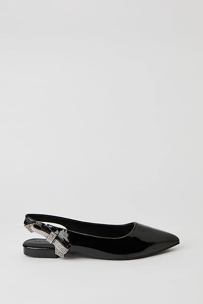 Rhinestone Bow Slingback Flat