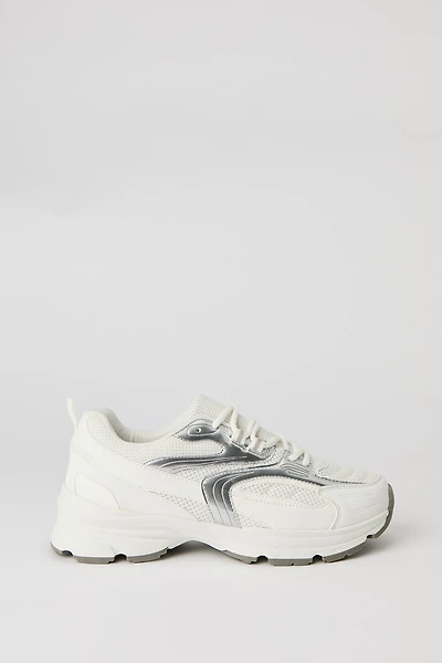 Espadrilles à semelles épaisses en filet et matériel métallisé