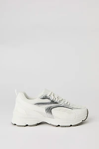 Espadrilles à semelles épaisses en filet et matériel métallisé