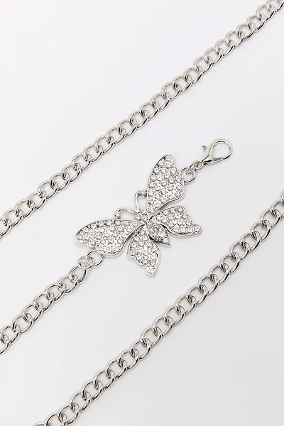 Rhinestone Butterfly Chain Belt