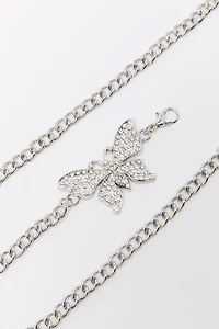 Rhinestone Butterfly Chain Belt