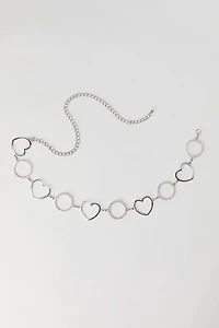 Ceinture en chaîne avec pierres du Rhin, anneau en O et breloque coeur