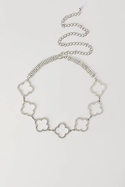 Ceinture en chaîne avec breloques de trèfles pierres du Rhin