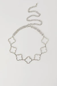 Ceinture en chaîne avec breloques de trèfles pierres du Rhin