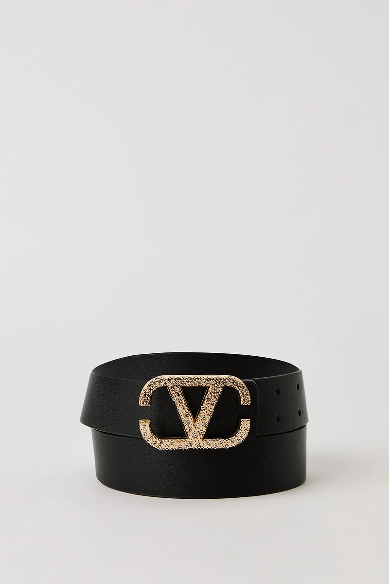 Rhinestone V Buckle Belt