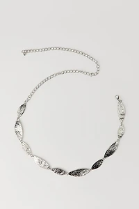 Ceinture en chaîne avec feuille martelée