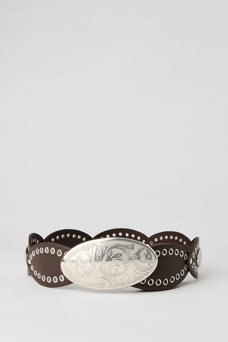 Oval Buckle Western Belt