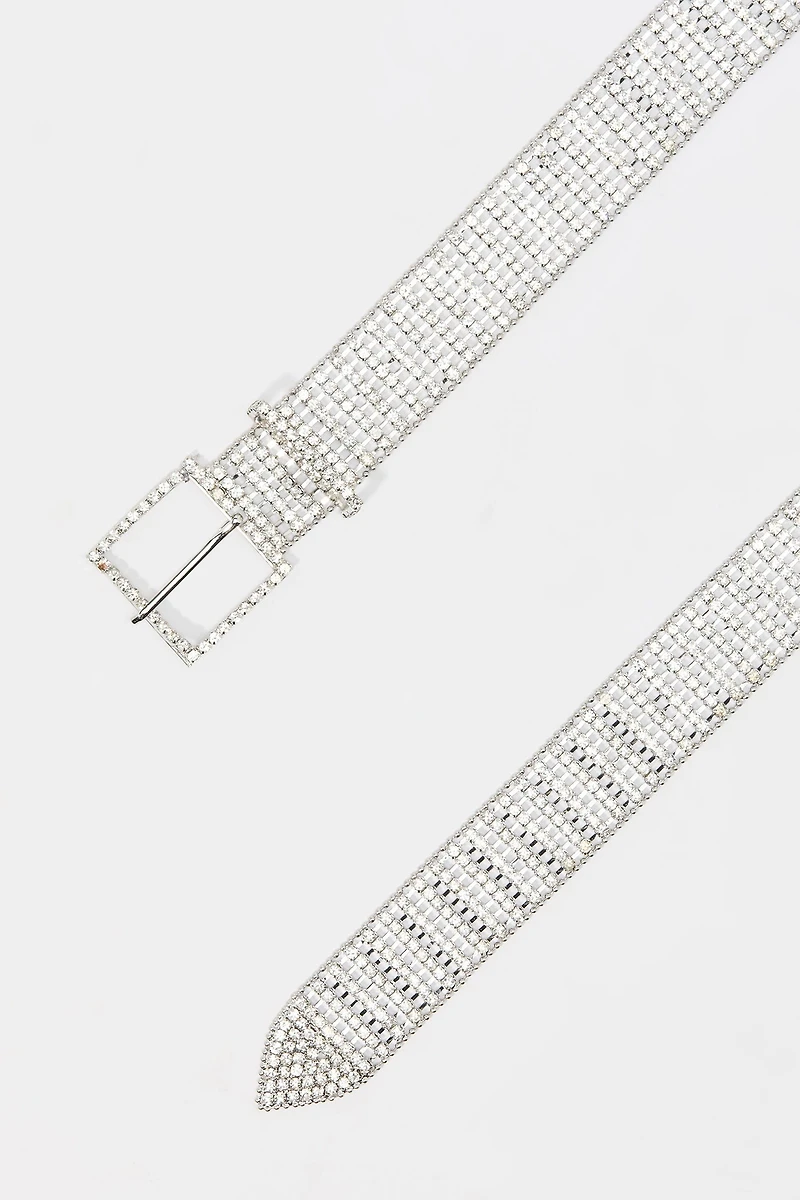 Ceinture à boucle carrée garnie de pierres du Rhin