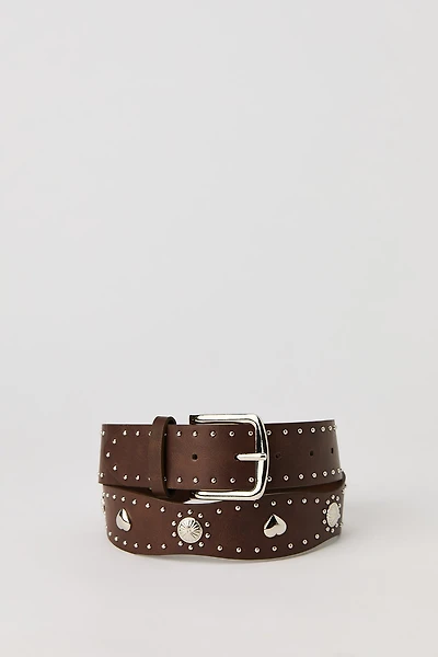 Faux Leather Studded Belt