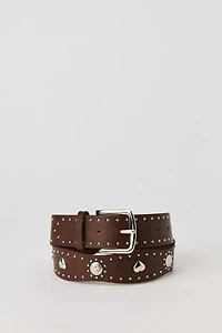 Faux Leather Studded Belt