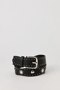 Faux Leather Studded Belt