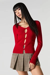 Ribbed Knit Keyhole Sweater