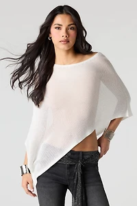 Poncho en tricot à épaule dégagée
