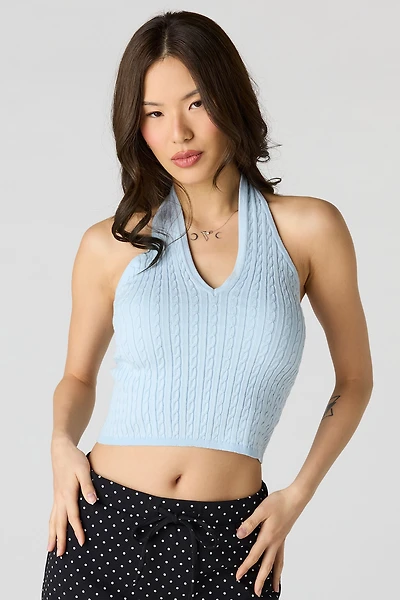 Haut bain-de-soleil en tricot de mailles torsadées