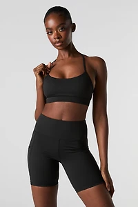 Solid Sports Bra with Built-In Cups