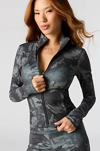 Camo Active Zip-Up Long Sleeve Jacket