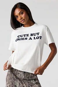 Flocked Print Boxy Boyfriend T-Shirt