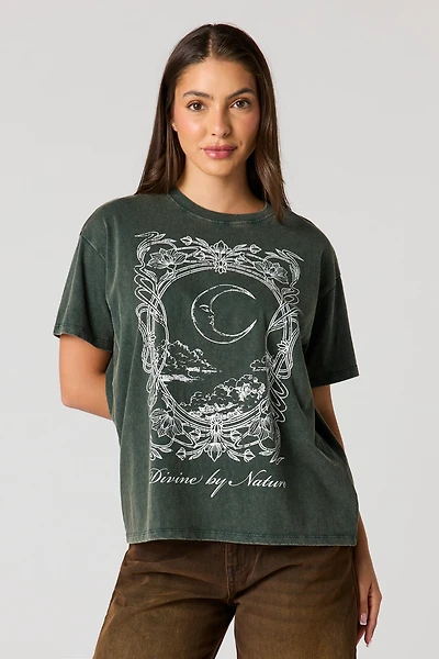 Cosmic Graphic Washed Boyfriend T-Shirt