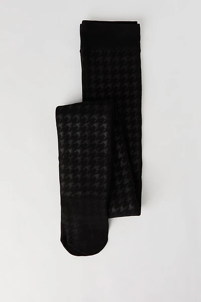 Collants à motif pied-de-poule doublés de similifourrure