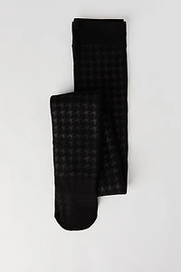 Collants à motif pied-de-poule doublés de similifourrure