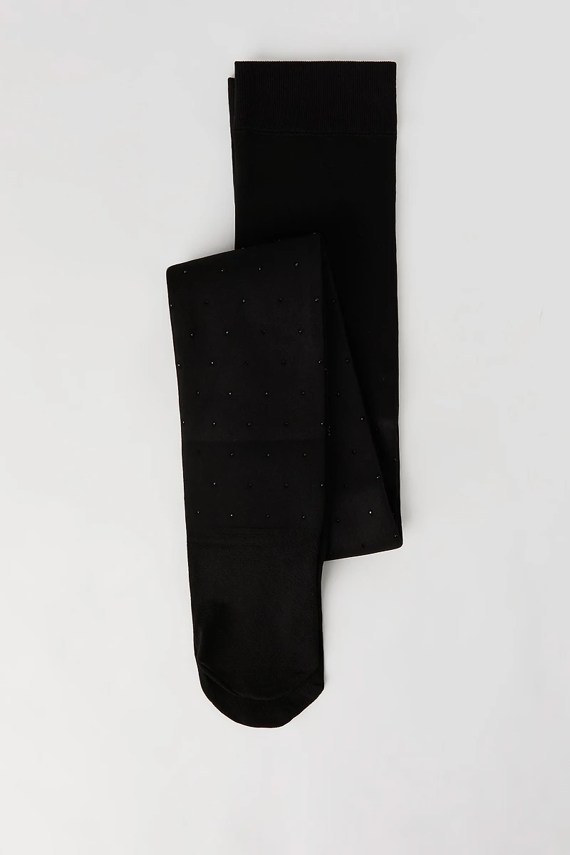 Collants ornés de pierres du Rhin doublés de similifourrure