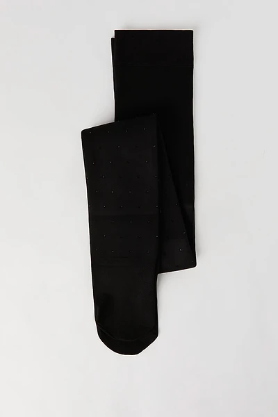 Collants ornés de pierres du Rhin doublés de similifourrure