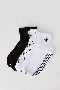 Bow Jacquard Knit Grip Socks (5 Pack)