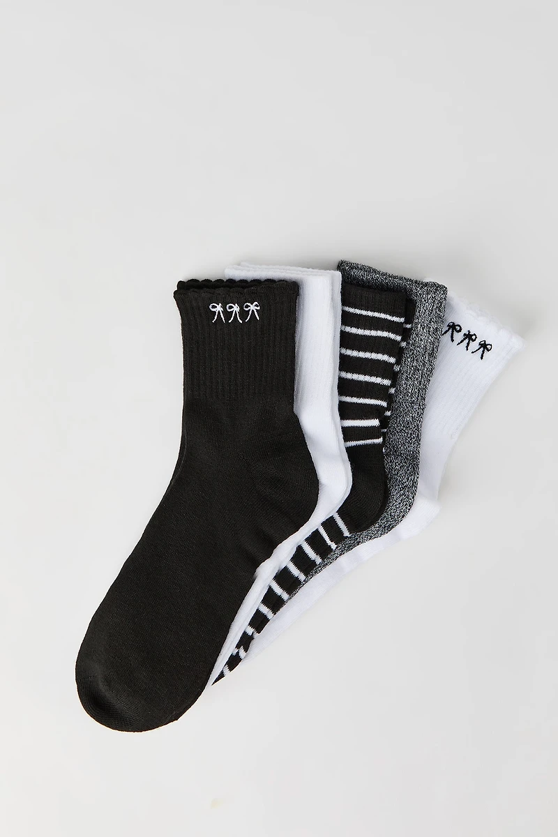 Bow Quarter Socks (5 Pack)