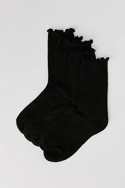 Ribbed Ruffled Quarter Socks (5 Pack)
