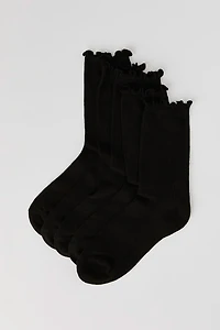 Ribbed Ruffled Quarter Socks (5 Pack)