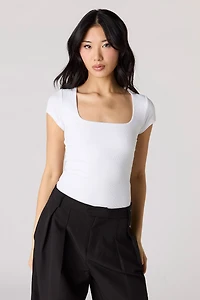 Maillot Contour côtelé à encolure carrée et manche courte