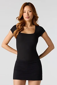 Contour Ribbed Square Neck T-Shirt Bodysuit