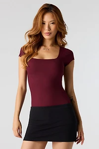 Contour Ribbed Square Neck T-Shirt Bodysuit