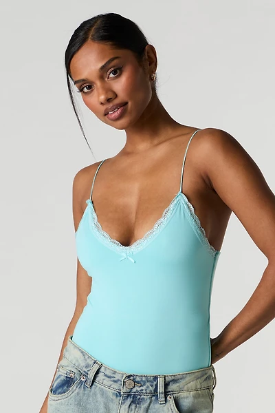 Contour V-Neck Lace Trim Bodysuit