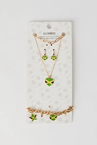 Jamaica Flag Earrings Necklace & Bracelet Set