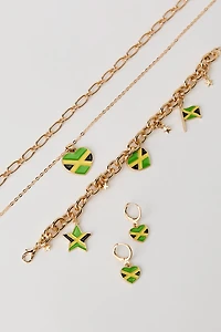 Jamaica Flag Earrings Necklace & Bracelet Set
