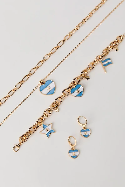 Argentina Flag Earrings Necklace & Bracelet Set