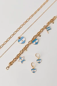 Argentina Flag Earrings Necklace & Bracelet Set