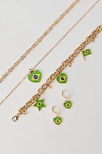 Brazil Flag Earrings Necklace & Bracelet Set
