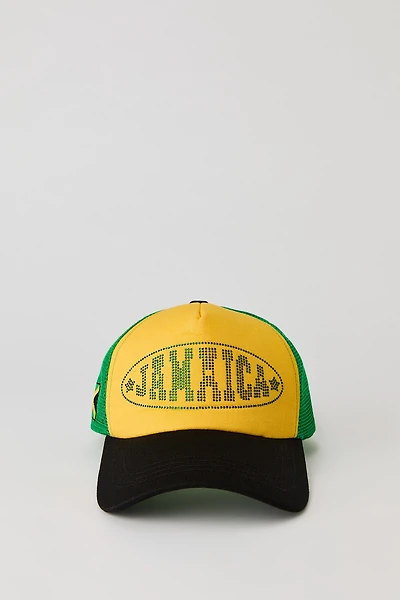 Jamaica Rhinestone Trucker Hat